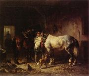 Wouterus Verschuur Saddling the horses oil painting reproduction